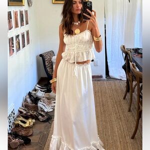 Dahlia White Satin Maxi Set